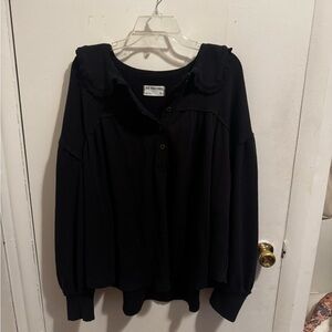 Free People Black Button Down Top